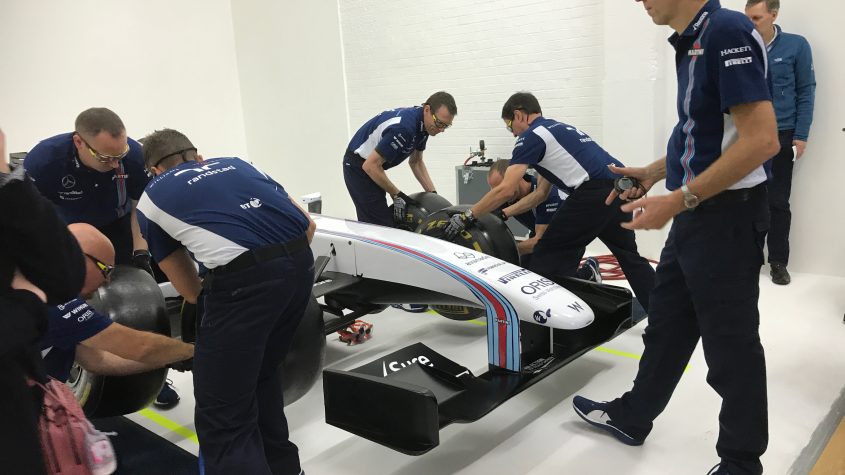 Formula 1 team changing tyres