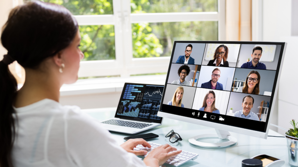 Worker taking part in a virtual meeting