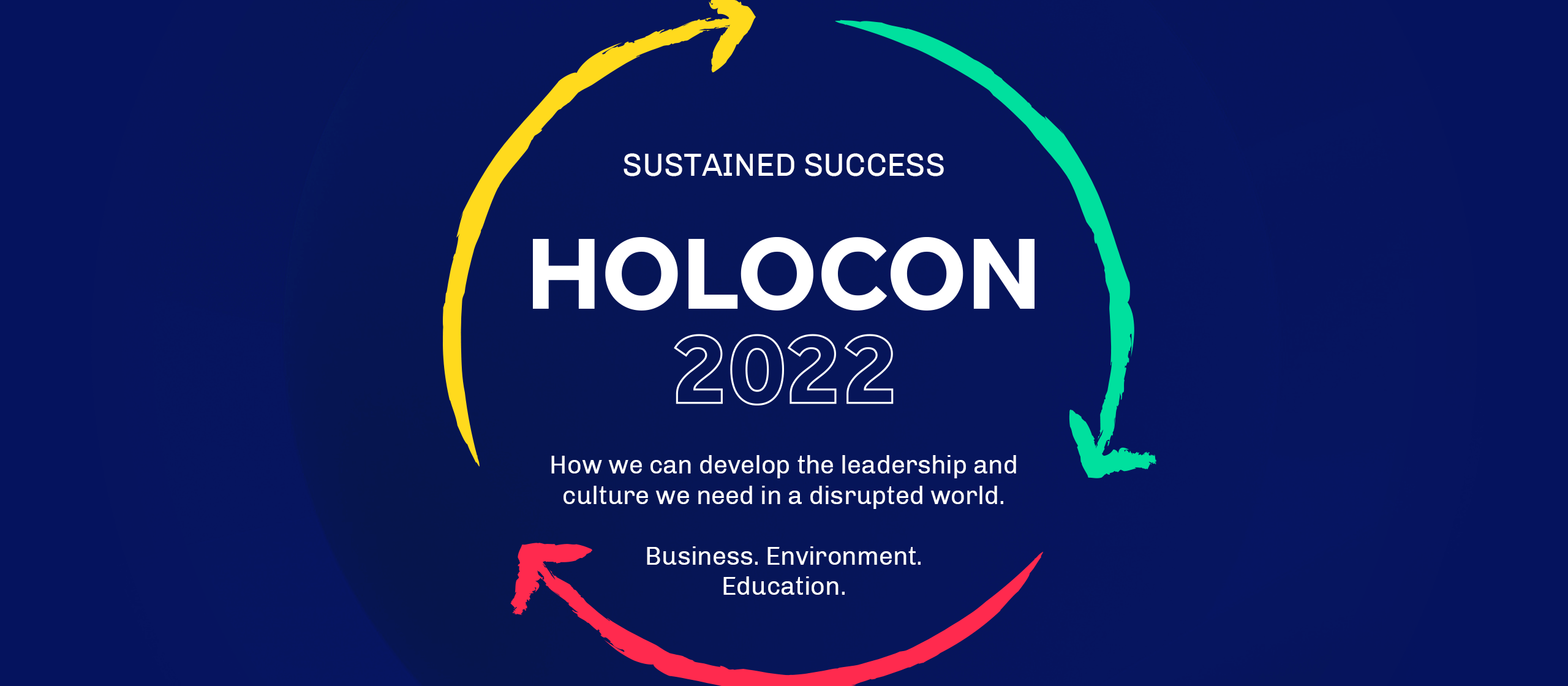 Sustained Success - Holocon 2022 - How we can develop the leadership and culture we need in a disrupted world. Business. Environment. Education.